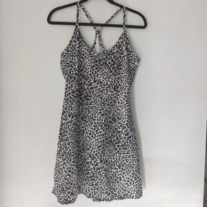 Outdoor Voices Exercise Dress, Snow Leopard Print, Size L
